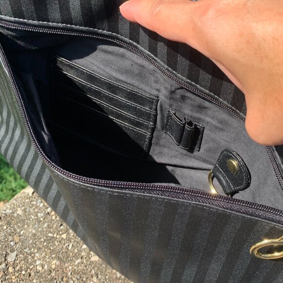 SOLD Vtg JACKSON Black Striped Tote Bag - Picture 5 of 12